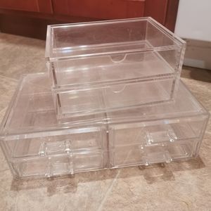 FEISCON Acrylic Jewelry Organizer Makeup Cosmetic Storage Organizer Box Clear